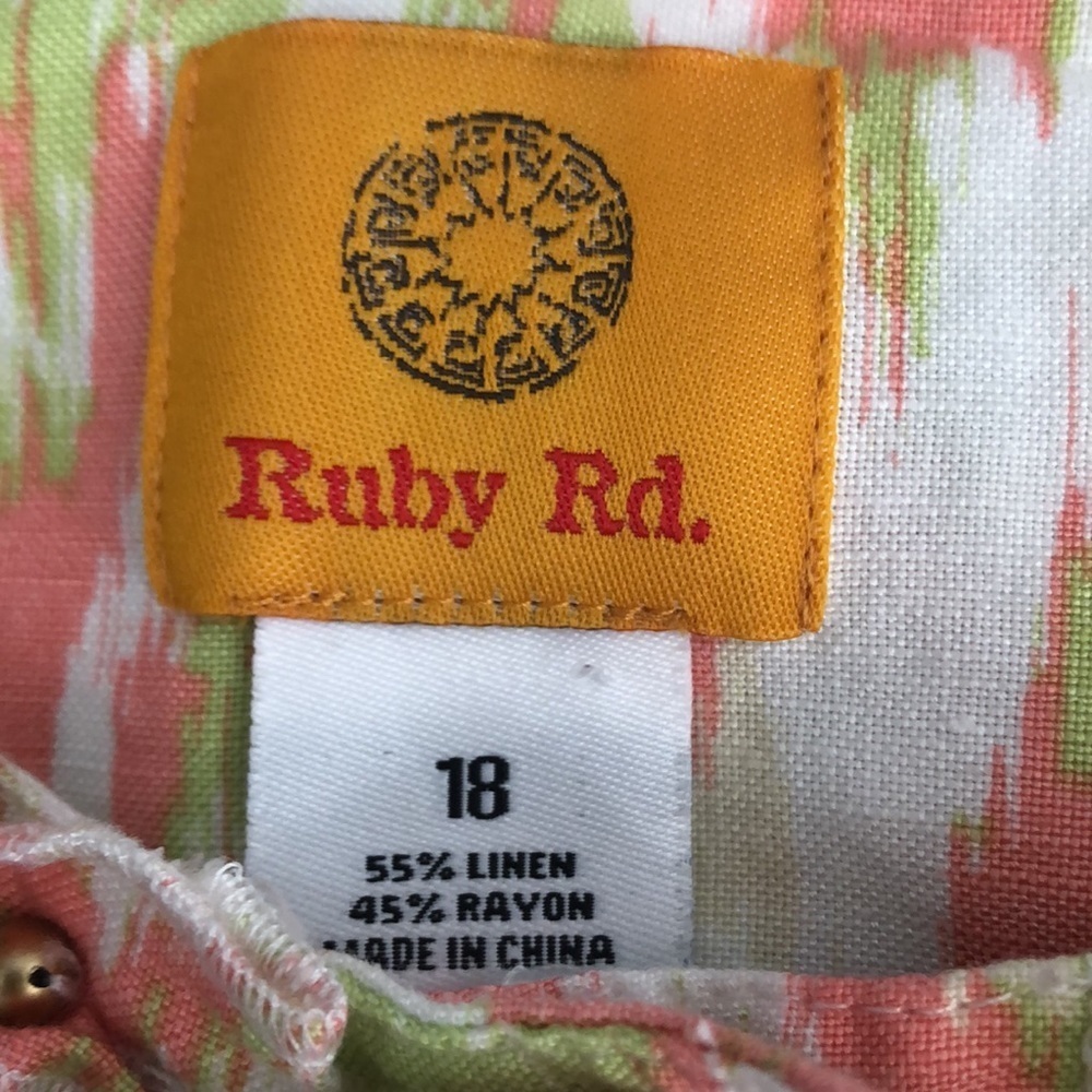 Ruby Rd. Linen Blend Geometric Jacket 18 - Picture 6 of 10
